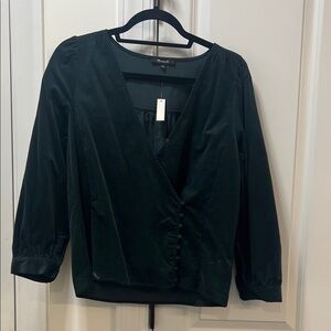 Madewell Dark Green Wrap Blouse